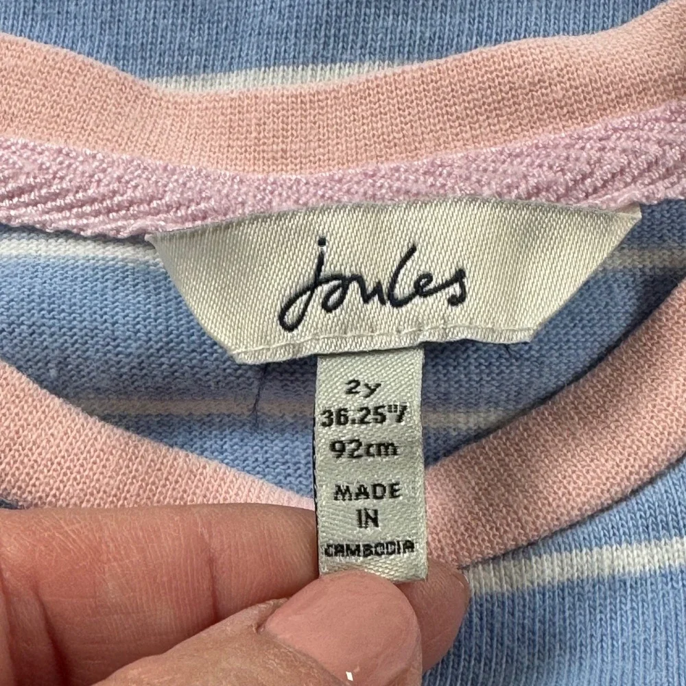 Joules Girl's Size 2T Blue Striped Sun Patch Rosalee T-Shirt Dress‎